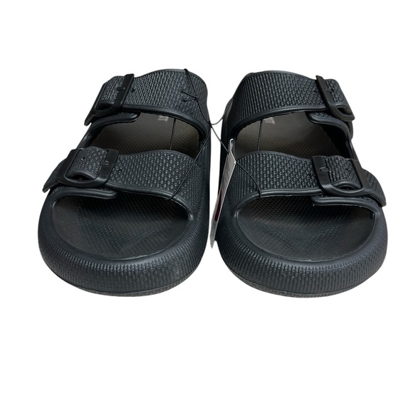 NWT Mixit 2 Buckle Cushion Black Sandals 10 - Picture 2 of 8